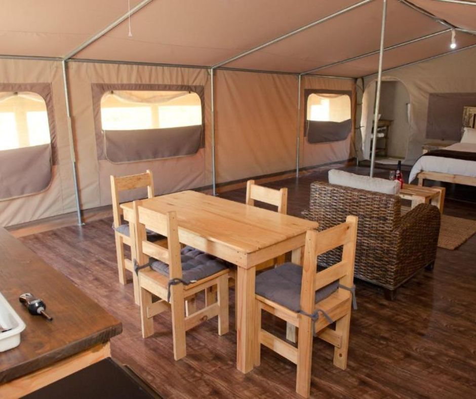Luxury tent dining area